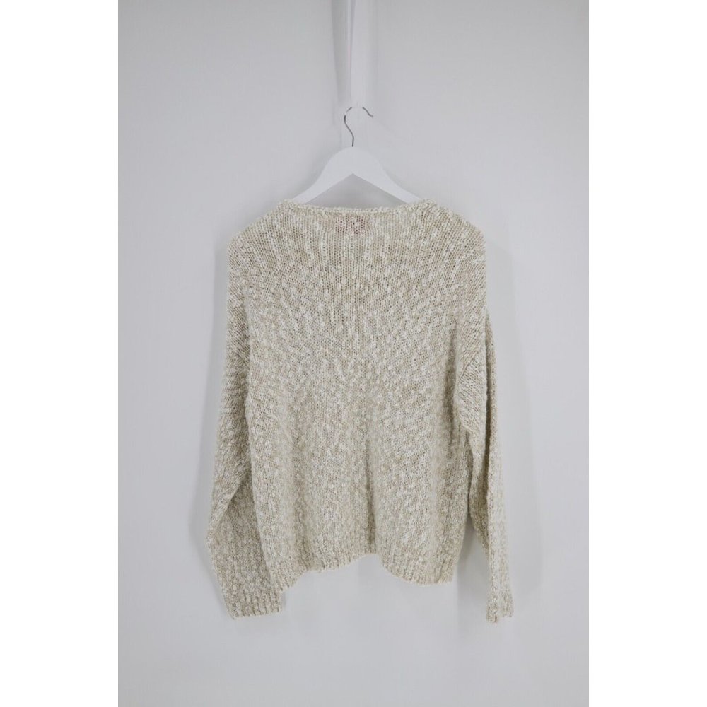 Vintage Penbrooke Lane Beige Floral Long Sleeve Beaded Pearl Accent Sweater L - Picture 3 of 7